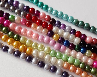 6mm glass pearl beads, Glass pearl beads, Pearl beads, Glass beads, Jewellery making beads, Jewellery making, Round beads, Glass pearls