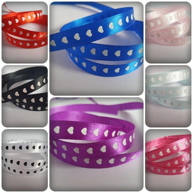 10mm heart satin ribbon