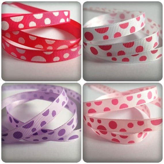 Various Colours Available Printed Satin Polka Dot 3m Ribbon 10mm