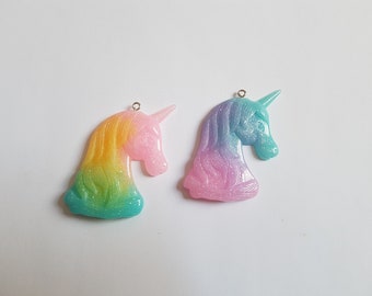 Glitter unicorn pendants, Unicorn pendants, Pastel pendants, Kawaii pendants, Jewellery making, Resin pendant, Glitter, Unicorn, Pastel