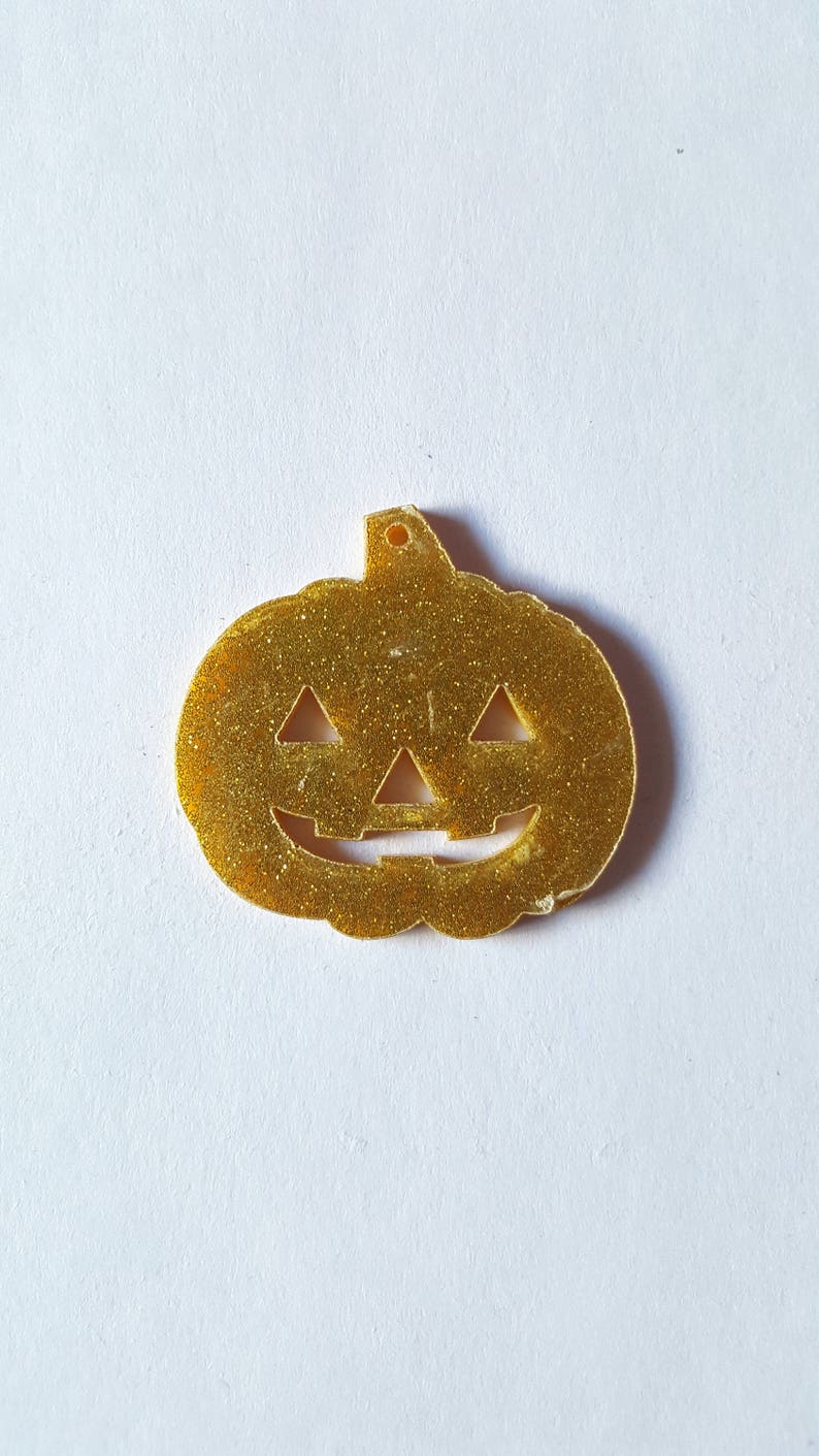 Pumpkin pendant, Glitter pumpkin pendant, Jewellery pendant, Jewellery making, Pumpkin, Glitter, Halloween, Gothic, Goth, Emo, Alternative image 2