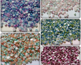 6mm pearl cabochons, 2-tone cabochons, Acrylic cabochons, Pearl flatbacks, Acrylic flatbacks, Cabochons, Flatback, Scrapbooking, Pearl