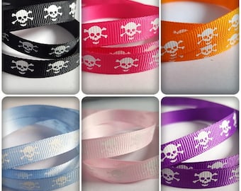 9mm skull grosgrain ribbon