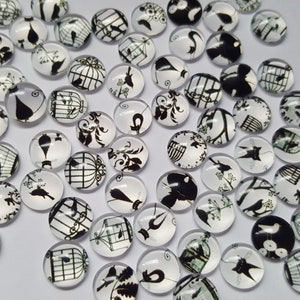 Cabochões de vidro para gatos e pássaros de 10 mm