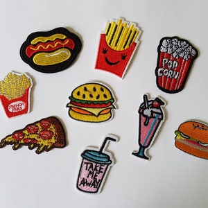 Fer sur fer sur patch, Applique, Patch, embellissement, accessoire, décoration rétro, Fast food, nourriture, nourriture et boisson, applique