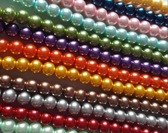 8mm glass pearl beads, Glass pearl beads, Pearl beads, Glass beads, Jewellery making beads, Jewellery making, Round beads, Glass pearls