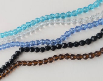 6mm faceted beads, Faceted glass beads, Glass beads, Faceted round beads, Faceted beads, Beads, Jewellery making, Jewellery beads, Glass