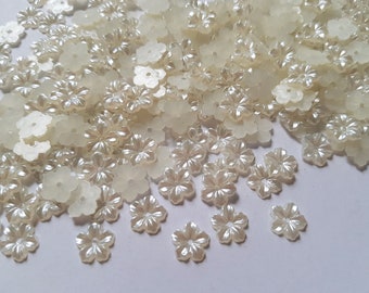 9mm flower cabochons, Flower cabochons, Pearl cabochons, Flatback cabochons, Flower, Flowers, Pearl, Ivory