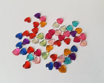 6mm hart strass steentjes, Hart strass, Acryl hart strass steentjes, Acryl strass steentjes, Strass steentjes, Harten, Hart, Gemengde kleur