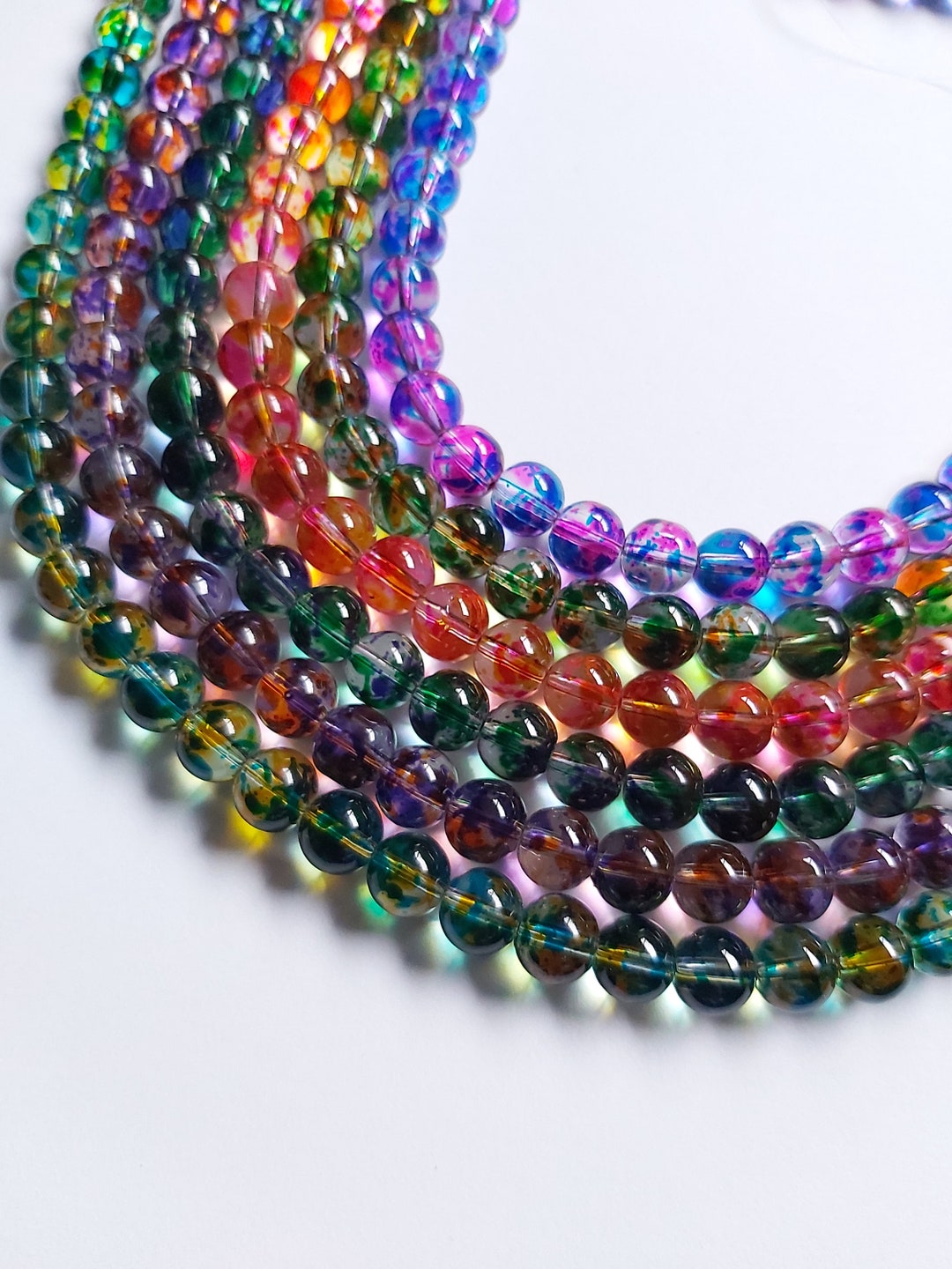 8mm Mottled Glass Beads Mottled Glass Beads Glass Beads Etsy