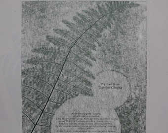 Limitata edizione poesia di Walt Whitman "Abbiamo due ragazzi insieme aggrappato" | Stampa tipografica, tipo portatile & metallizzato verde felce pressione stampa