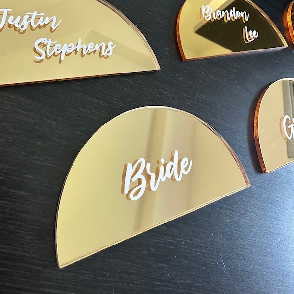 Gold Mirror Acrylic place cards - Gold place cards - acrylic gold mirror name cards