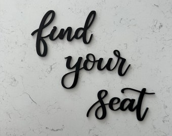 Find Your Seat Acrylic sign - Acrylic letter cutout - DIY acrylic seating chart - acrylic laser cut out letters sign