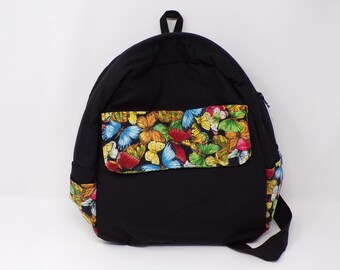 Quilted Backpack Bookbag - Butterflies Bookbag - 13 x 11 x 3