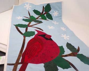 Cardinal Wall Art, Fiber Art, Wall Hanging