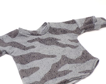 Baby Gray/Black Animal Print Long-Sleeve Dolman Sweater