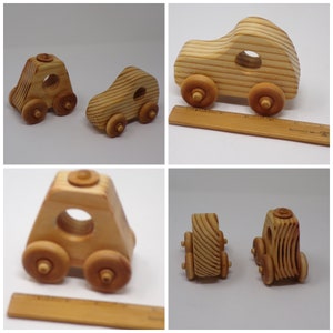 Two-piece wooden car set, Sports Car and Small Triangular Car