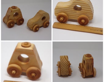 Two-piece wooden car set, Sports Car and Small Triangular Car