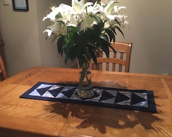 Quilted Blue/White Table Runner - 34.5 in x 11.5 in - Table Runner