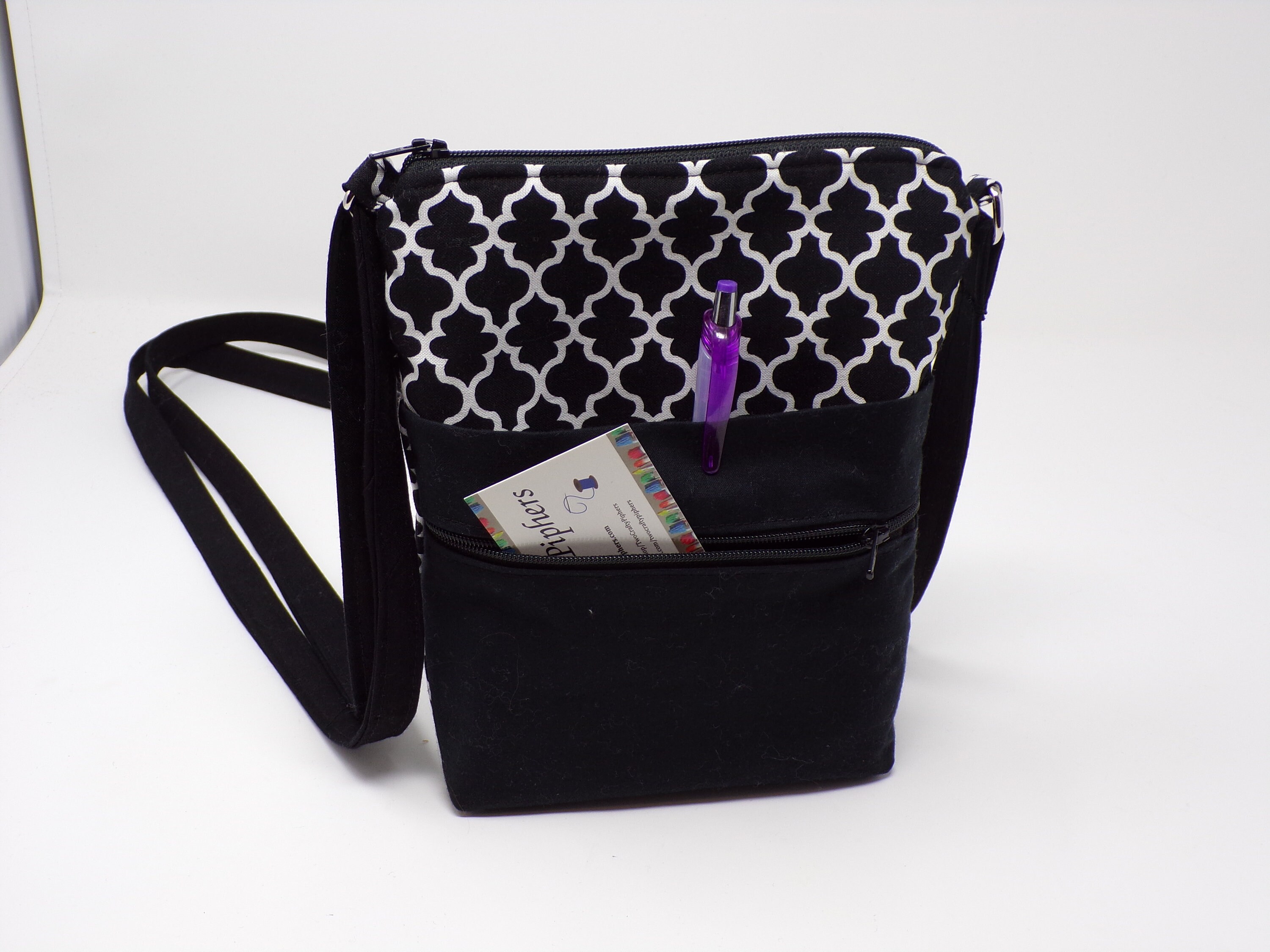 Black & White Cross Body Bag, Quilted Cross Body Bag, Cross Body Bag