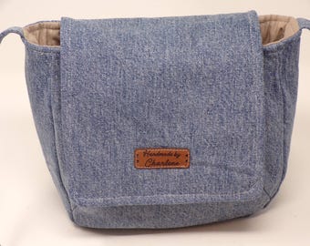 Repurposed Denim Shoulder Bag - 6 1/2" wide, 7" tall and 2" deep