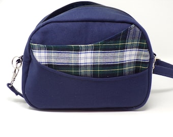 Denim and Flannel Handmade Purse with Adjustable Shoulder Strap