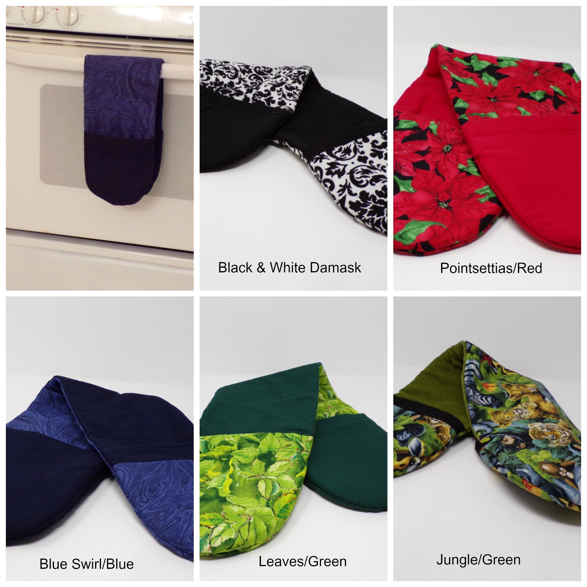 Quilted Reversible DoubleHanded Oven Mitt, Casserole Oven Mitt