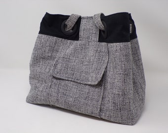 Handmade Drawstring/Grommet Shoulder Bag, Women's Purse, Tweed Organizer Purse