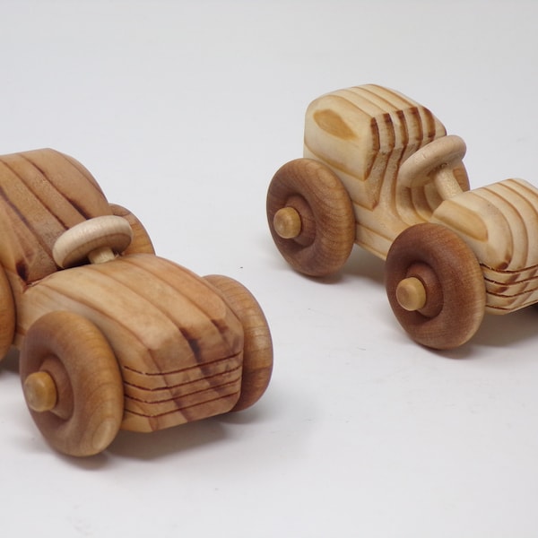 New Improved Pocket Racers II - Small wooden race cars for babies and toddlers