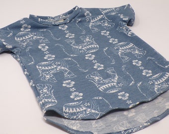 Baby Dolman-Style Shirt, Blue Dolman Shirt with Elephants
