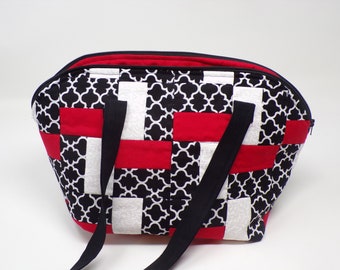 Red, White and Black Quilted Handbag