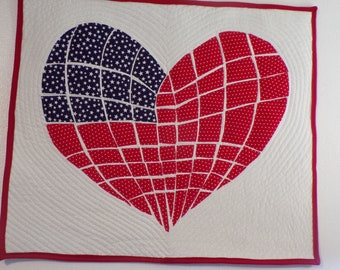 Quilted Mosaic Heart Wall Hanging - "Love American Style" wall art