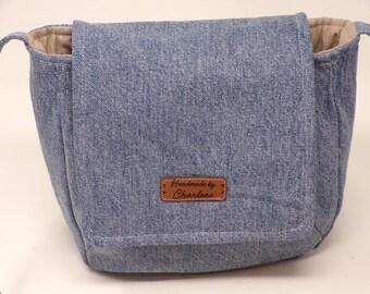 Recycled Denim (Jeans) Purse - 8" wide x 7.5" tall x 3" deep