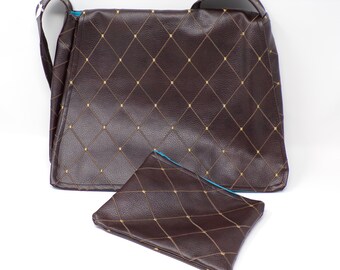 Shoulder bag and matching makeup bag - Handmade - Courier Style Shoulder Bag
