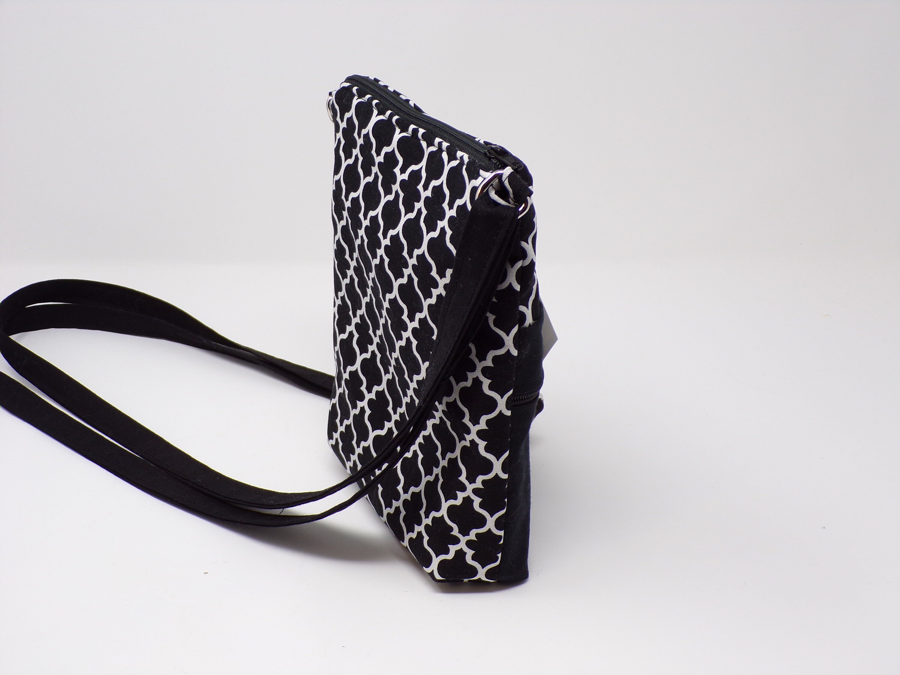 Black & White Cross Body Bag, Quilted Cross Body Bag, Cross Body Bag