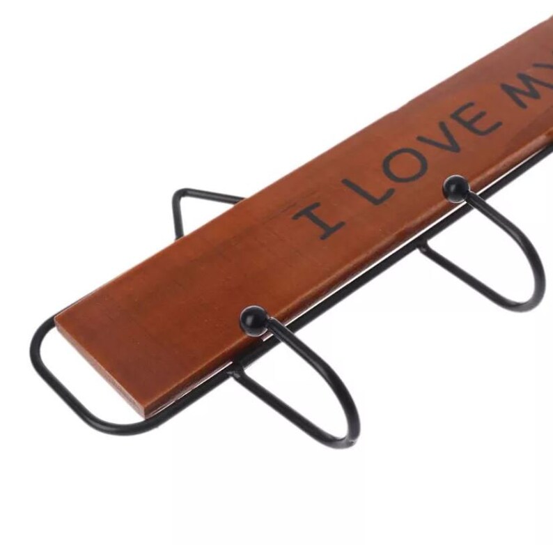 Creative Wrought Iron Coat Hook Storage Rack Solid Wood Key Etsy