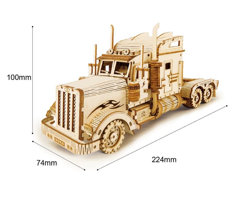 1:40 286pcs Classic DIY Movable 3D America Heavy Truck Wooden Puzzle Game Assembly Toy Gift for Children Adult