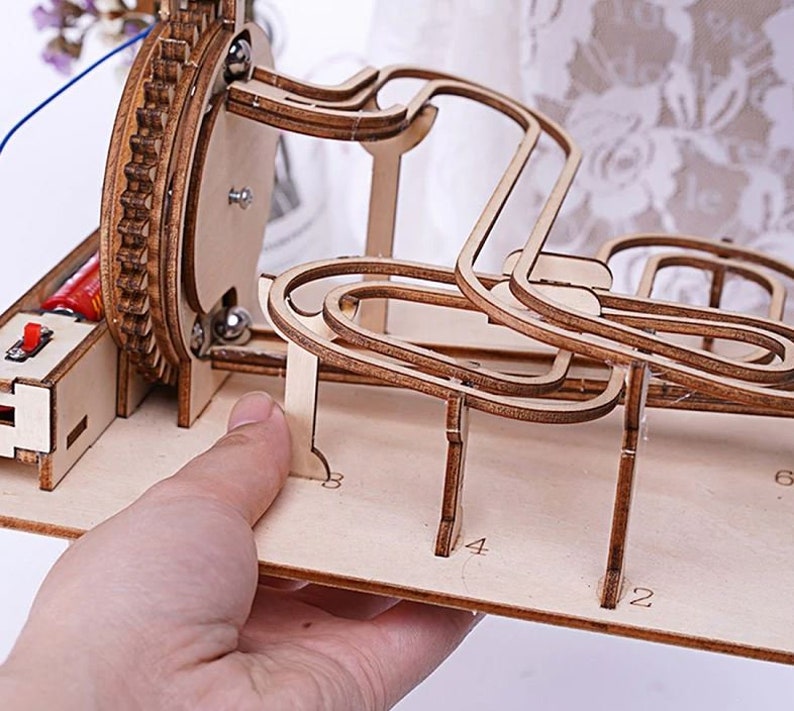 Steam Science Experiment Educational Kit 3D Wooden Marble Run DIY Assemble Mechanical Gear Engineering Model Home Decor Toys