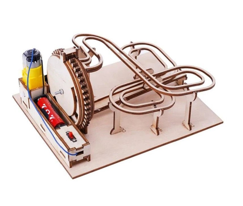 Steam Science Experiment Educational Kit 3D Wooden Marble Run DIY Assemble Mechanical Gear Engineering Model Home Decor Toys