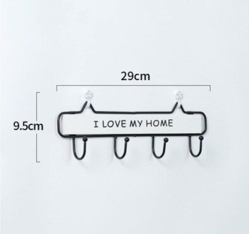 Creative Wrought Iron Coat Hook Storage Rack Solid Wood Key Etsy