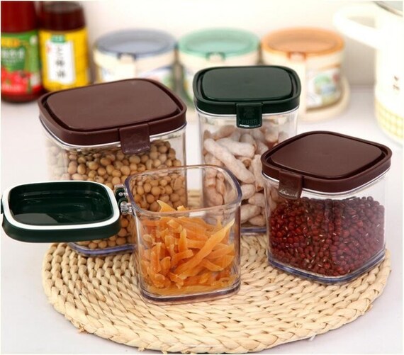 Plastic Food Storage Box Grain Container Kitchen Organize Etsy