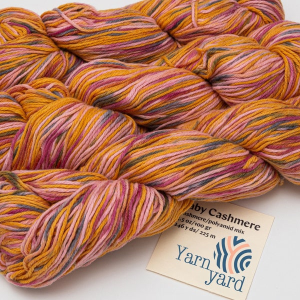 Orange Mix Baby Cashmere Yarn, Cashmere Blend Yarn for knitting and crocheting, Gift for mom