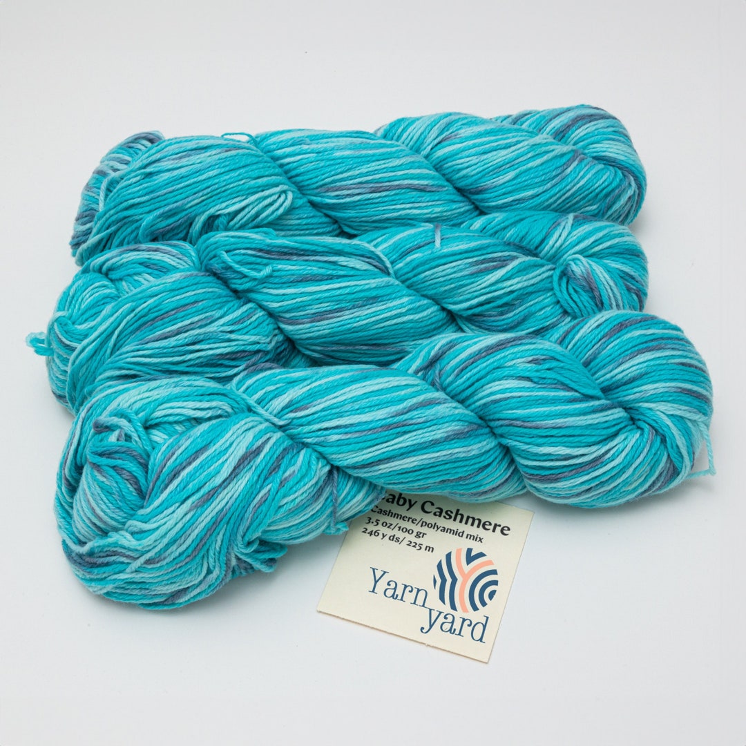 Baby Cashmere Yarn, Turquoise Blue Cashmere Blend Yarn, Baby Blanket