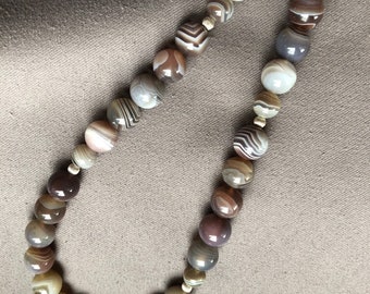 •AEON• botswana agate + silver necklace (16