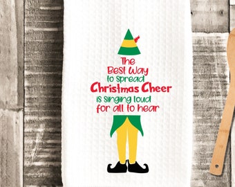 Christmas Towel, Elf Decoration, Holiday Kitchen Towel, Favorite Kitchen Cloth, Christmas Cheer, FREE SHIPPING