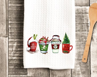 Serviette de vacances de Noël, boissons, père Noël, décoration, torchon de cuisine de vacances, arbre, torchon de cuisine préféré, livraison gratuite