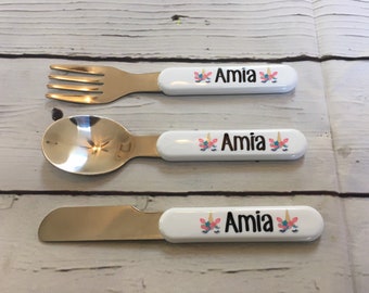 Personalized Kids Cutlery Set, Children Fork, Knife, Spoon, Custom, Child gift, Birthday Present, Christmas