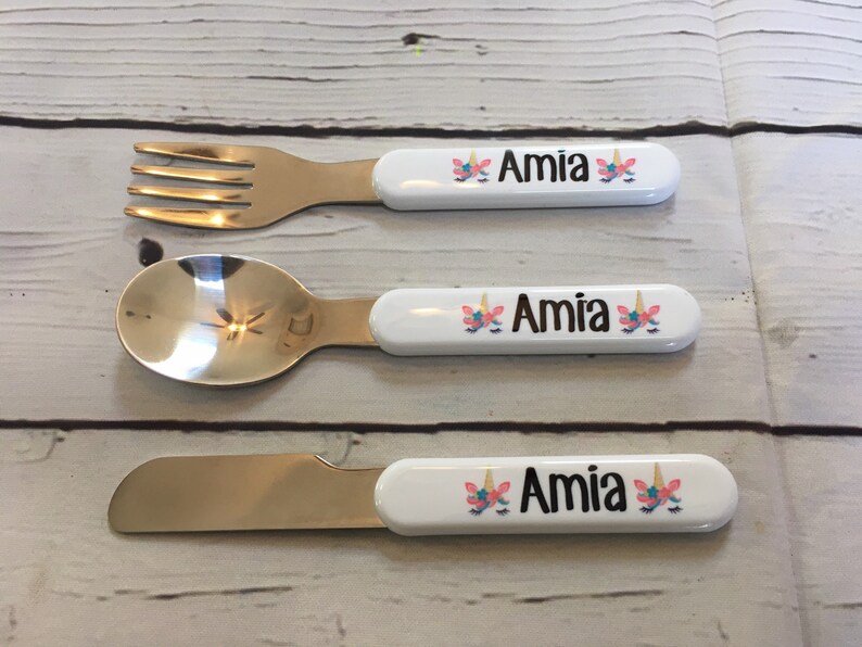Personalized Kids Cutlery Set Children Fork Knife Spoon Etsy Canada