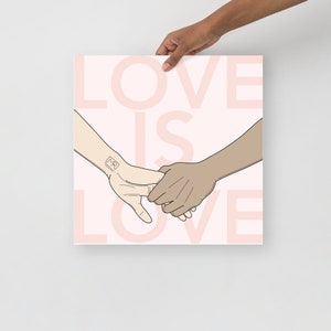 Hands Love is Love Color Print | Couple Hands | Love Print |  Inspirational Art | Minimalist Art | Modern Wall Art | Wall Art | Graphic Art