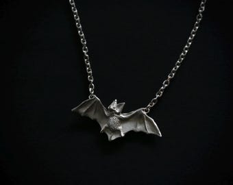Sterling 925 silver Bat necklace gothic jewellery